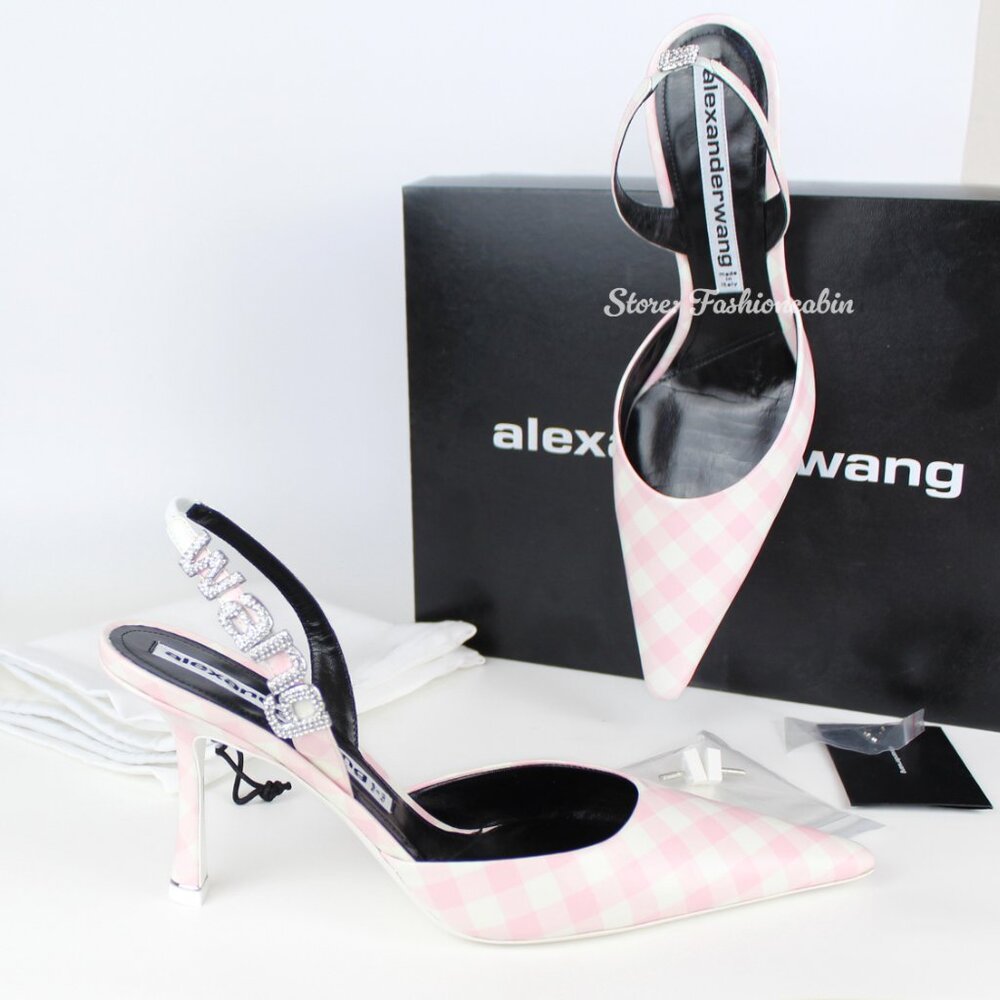 NEW ALEXANDER WANG Logo Embellished Pumps, Pink, EU 38 - Office to Party